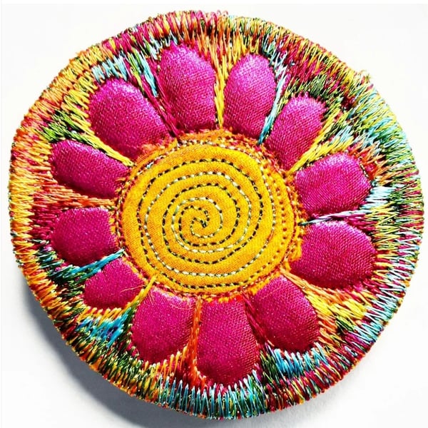 Textile Brooch Free Machine Embroidery 