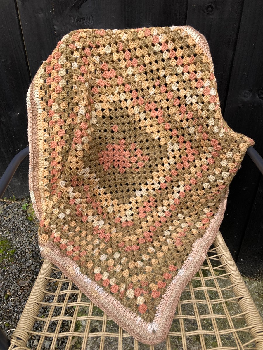 Granny Square Soft Tones Lap or Newborn Baby Blanket