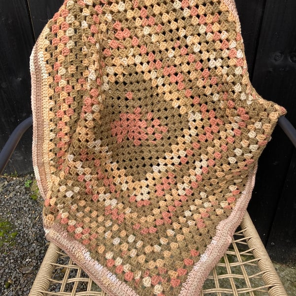 Granny Square Soft Tones Lap or Newborn Baby Blanket