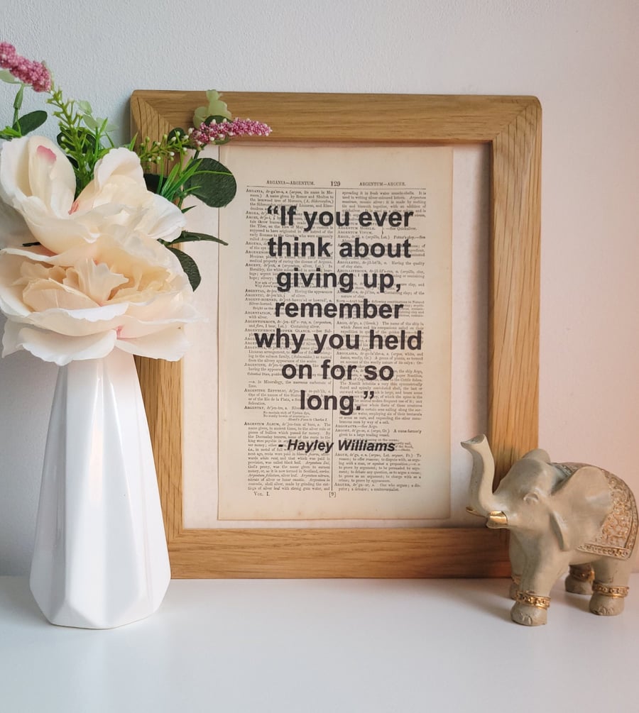 Unframed 1800s Dictionary Page Quote Print - Hayley Williams - Print Only