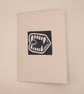 A6 Card & Envelope, Vampire Fangs linocut, hand printed - Image 3