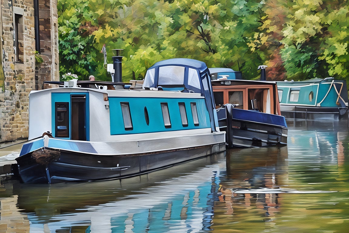 Yorkshire Dales Greeting Card A5 Canal Boats Skipton 