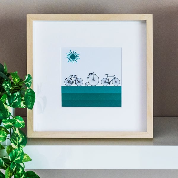 Bicycles Cycling Bikes Framed Print Graphic Modern Picture Wall Art Illustration