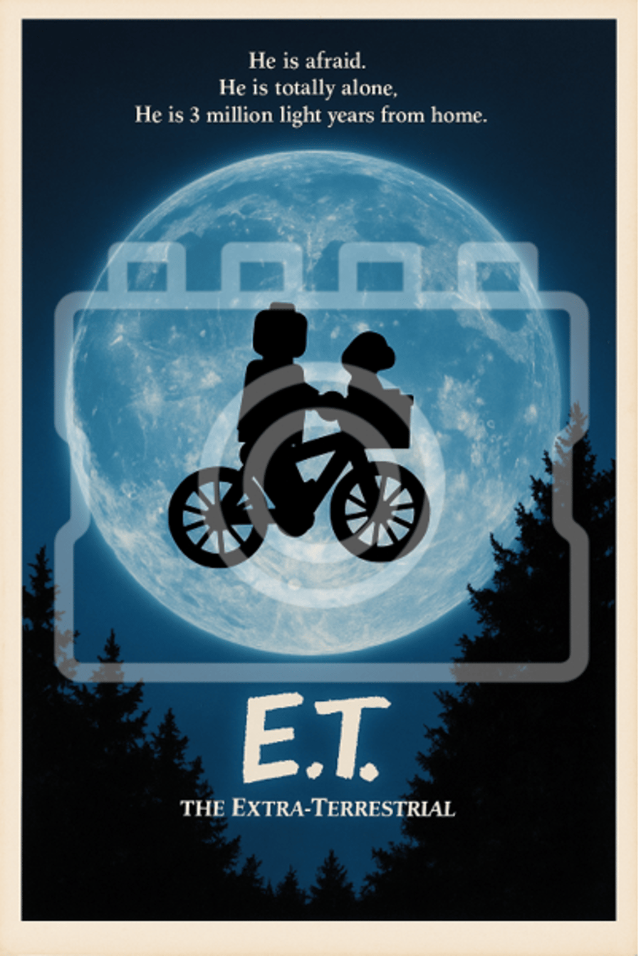 E.T. THE EXTRA TERRESTRIAL - LEGO-Inspired Movie Poster - Ready to Frame