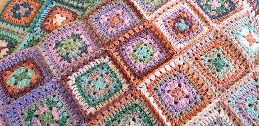 Vintage Winter Colours Crochet Blanket
