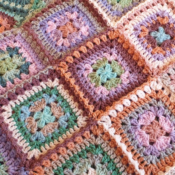 Vintage Winter Colours Crochet Blanket