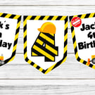 Construction Themed Personalised Happy Birthday Bunting 