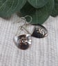 Earrings, Sterling Silver and Copper Teardrop Flower Droppers