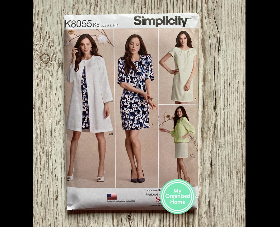 Simplicity 8055 sewing pattern, sizes 8-16 - unused in factory folds