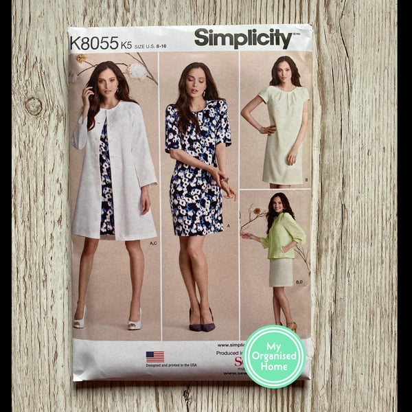 Simplicity 8055 sewing pattern, sizes 8-16 - unused in factory folds