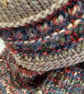 Handknit chunky wool hat and cowl set blue rust - Image 2