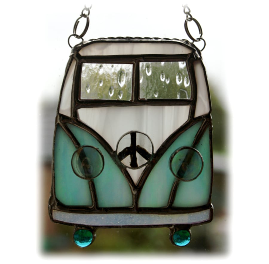 Campervan Suncatcher Stained Glass Turquoise Camping Holiday 023