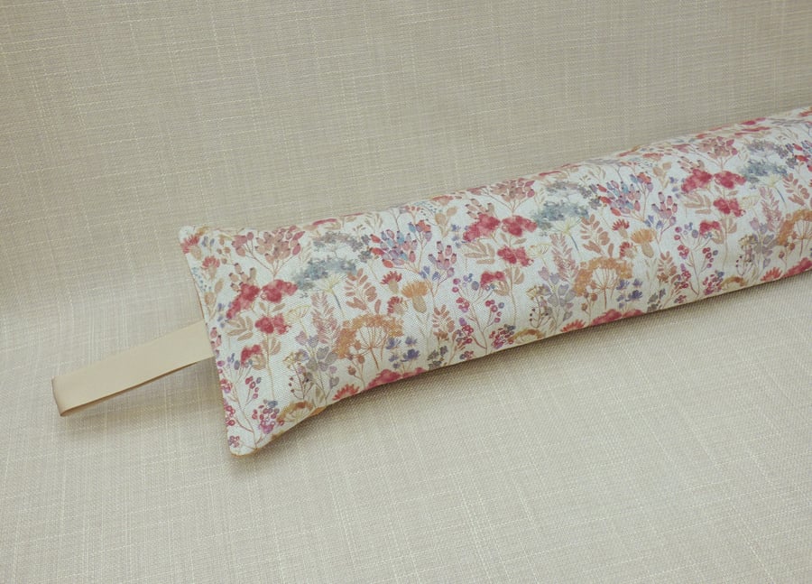 Draught Excluder Autumn Garden Floral Terracotta fabric heavy weight 1.9kg