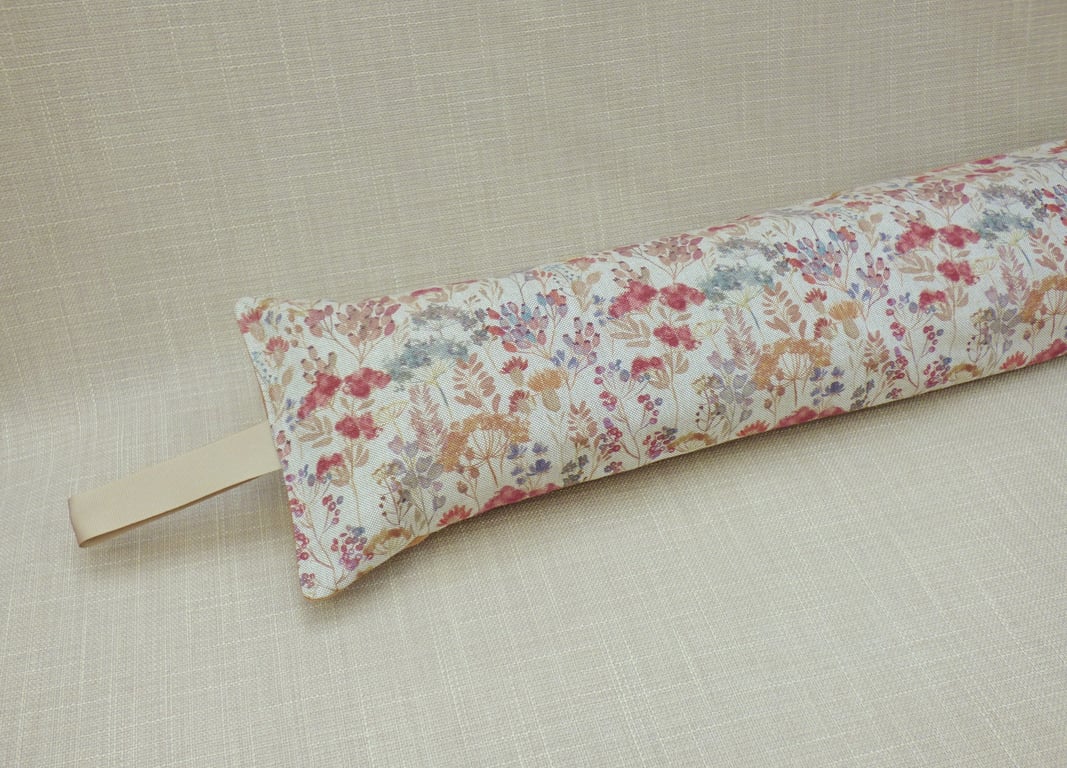 Draught Excluder Autumn Garden Floral Terracotta fabric heavy weight 1.9kg