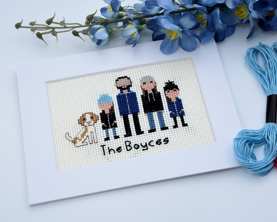 Custom-made Cross Stitch Portrait (4 people)