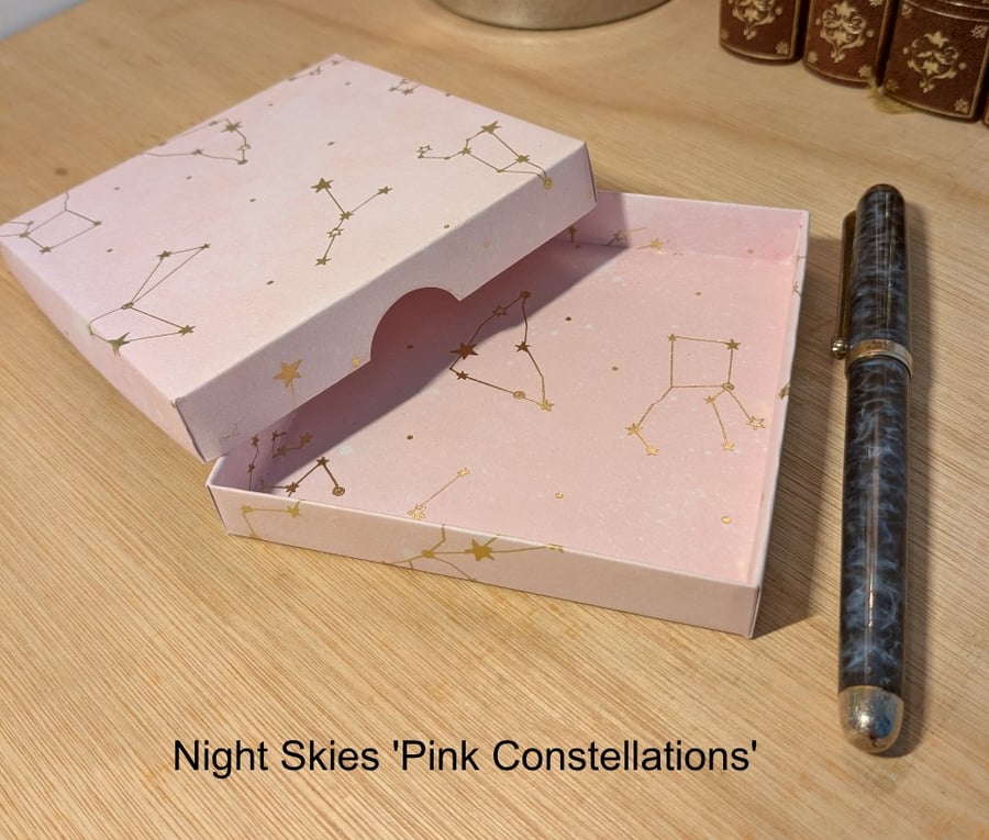 A handmade, ultra-thin gift box - Night Skies 'Pink Constellations'