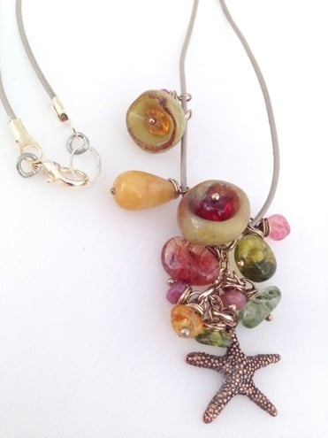 Translucent Olive Cluster Necklace 