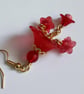 Dangly Red Lucite Flower Earrings - Image 4