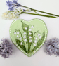 Lily of the valley hand-painted slate heart coaster  - Image 3