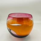 Stripey Bowl with Opaque Orange Band