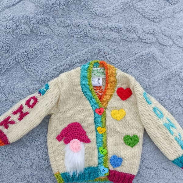 0-6 month  100% Wool Hand Knitted Cardigan 