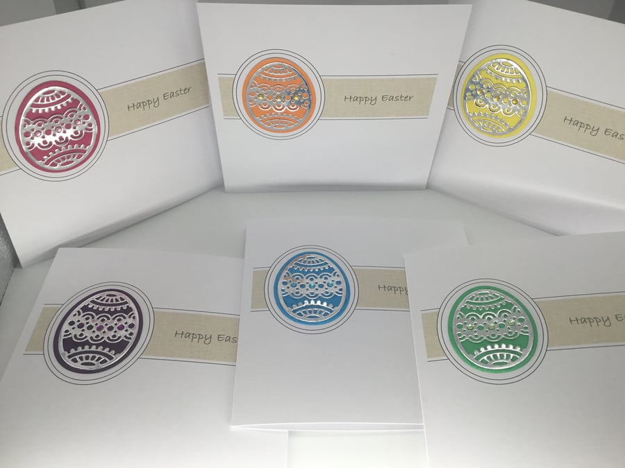 6 handmade Easter cards - brights selection