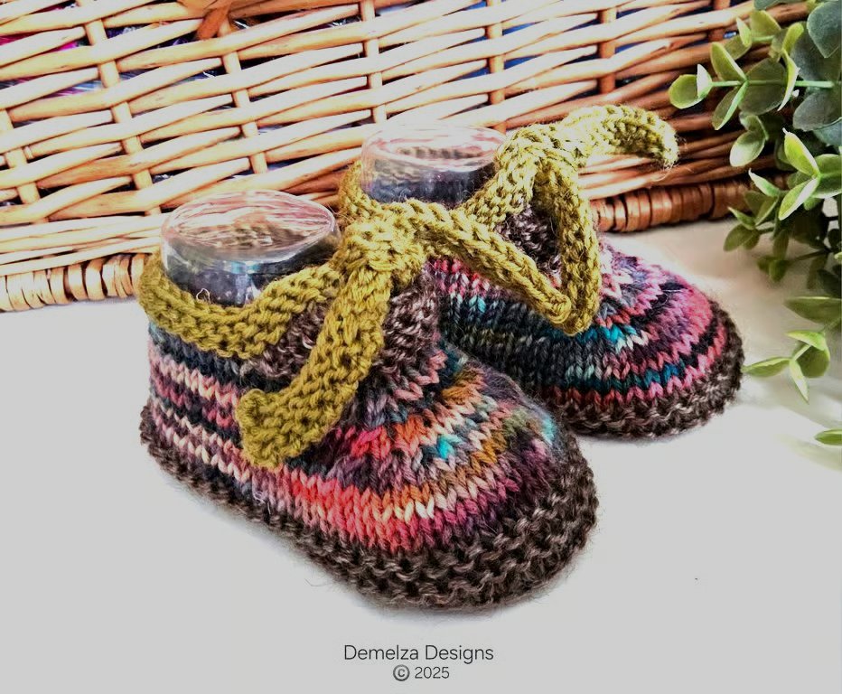 Unisex Baby Shoes with Designer Hand Dyed Merino Wool yarn  3-6 months