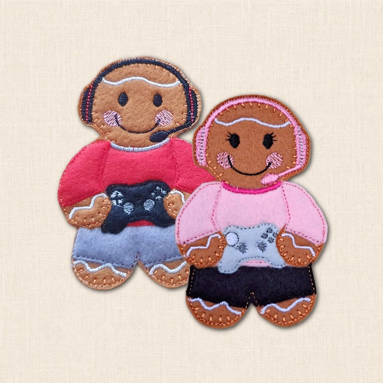 Gamer Gingerbread Decoration - Embroidered Gaming Decoration
