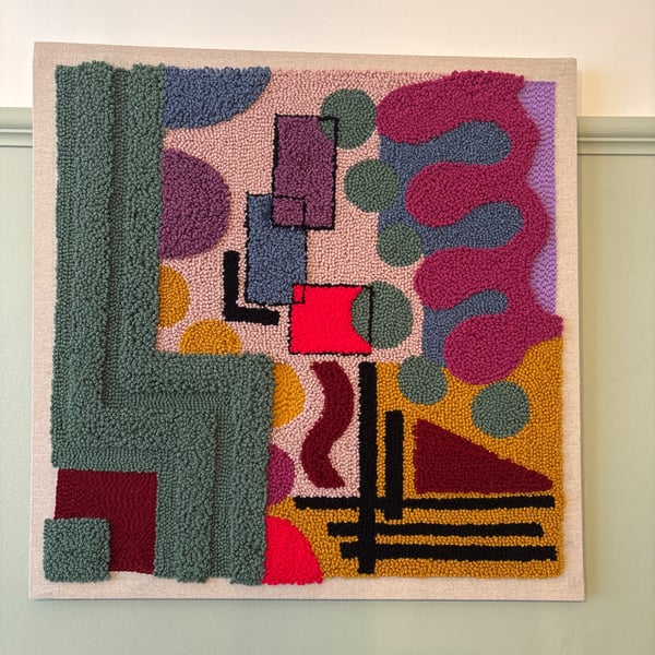 Large punch needle wall art,abstract art, fibre art, textile art