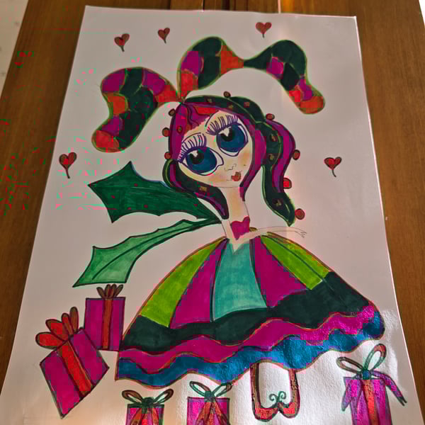 Christmas Fairy Drawing 