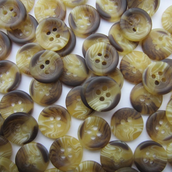 100 Small Brown and Cream Mottled Buttons - 12 mm
