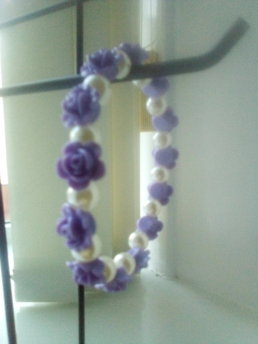 Purple Rose Beaded Bracelet