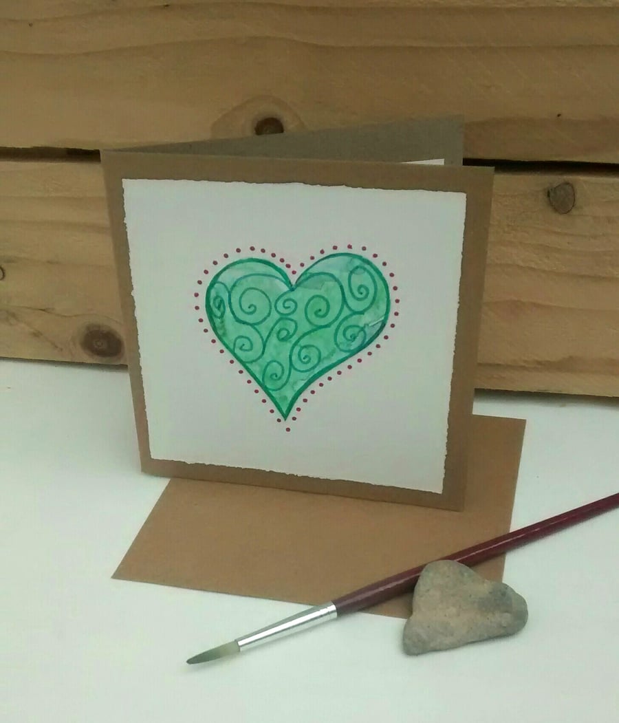 Heart Greetings Card, Anniversary Card, Handmade Card