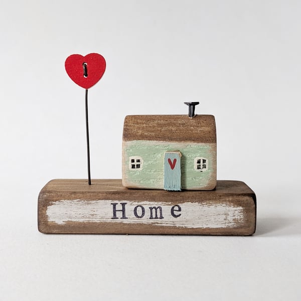Little Wooden Painted House and Base in a Bag