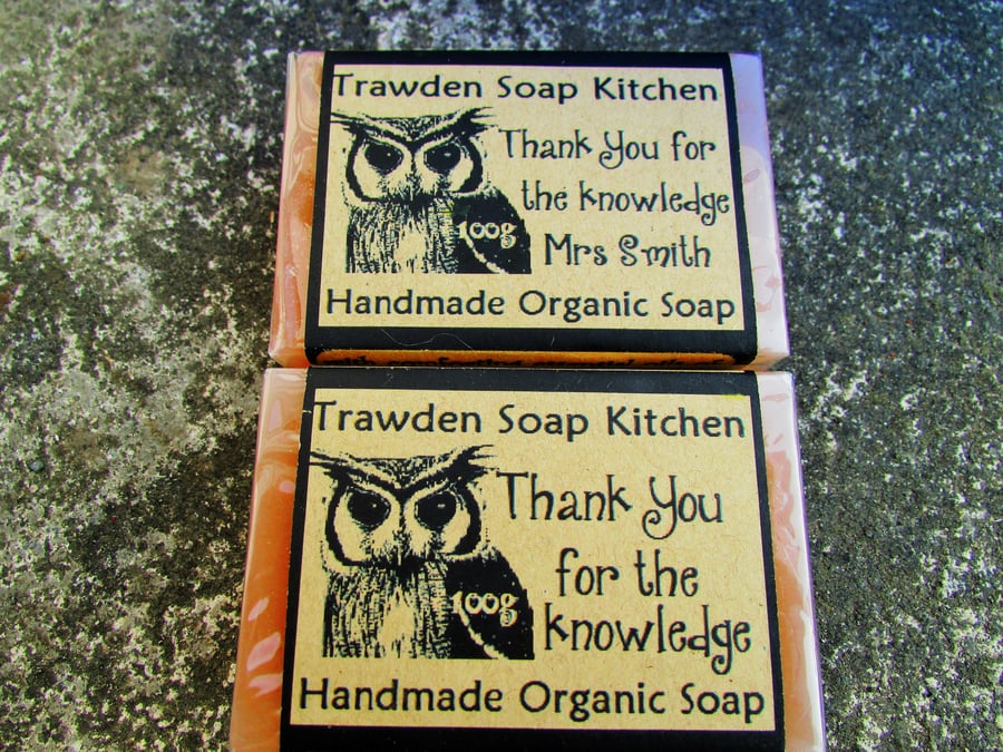 Teachers gift, Thankyou for the knowledge - can be customised, Organic Soap