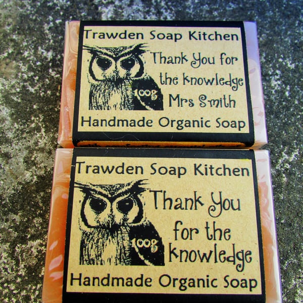 Teachers gift, Thankyou for the knowledge - can be customised, Organic Soap