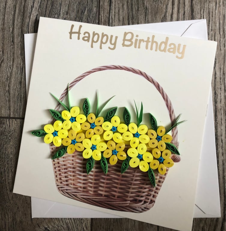 Happy birthday Basket of Flowers Card