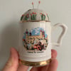 SALE -  Tower of London small cup embroidered pin cushion