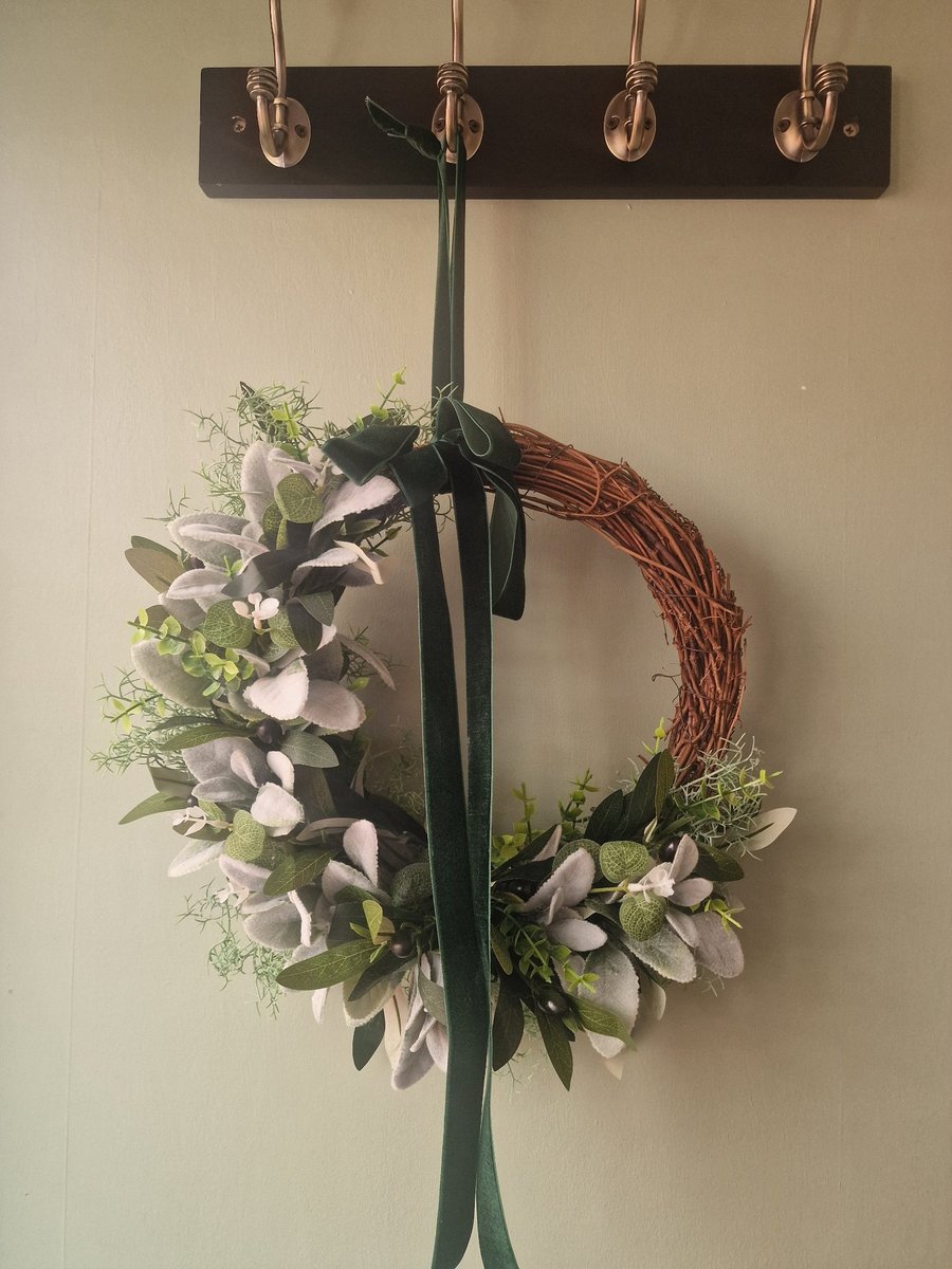 Timeless Green and Velvet Wreath, Year Round Door Decor