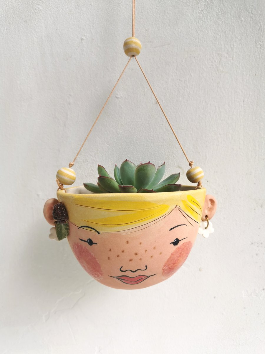 Ceramic planter - Indoor hanging planter -Spring colours - ceramic plant pot