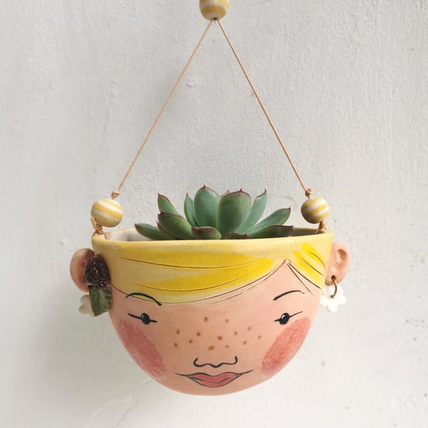 Ceramic planter - Indoor hanging planter -Spring colours - ceramic plant pot