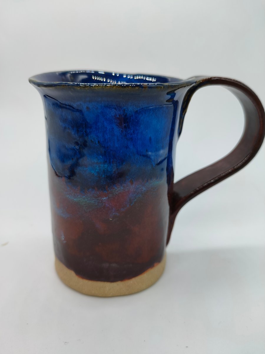 Tall blue and red mug