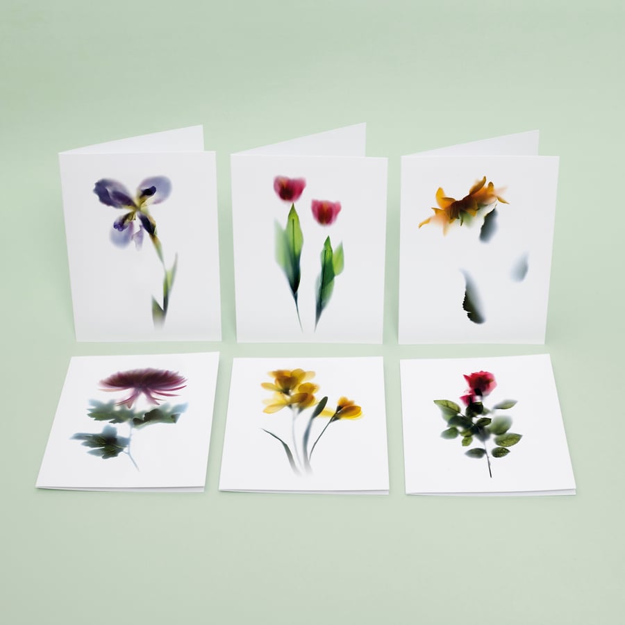 Set of 6 flower greeting cards for any occassion 