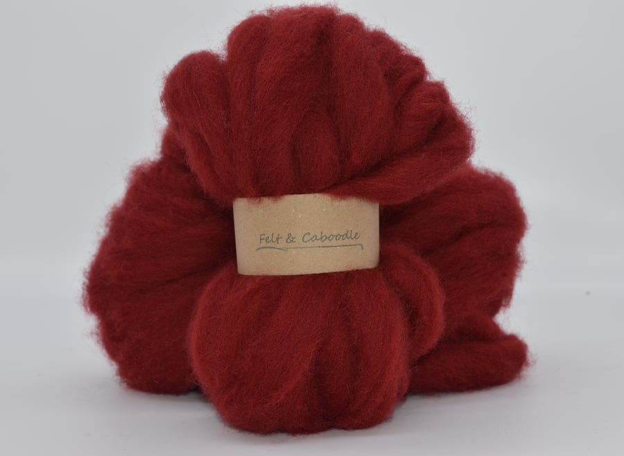 Ruby Carded Corriedale wool fibre