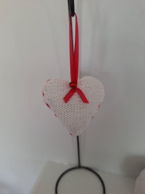 Hand Knitted Hanging Hearts