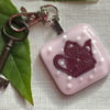 Fused glass bag charm : key ring