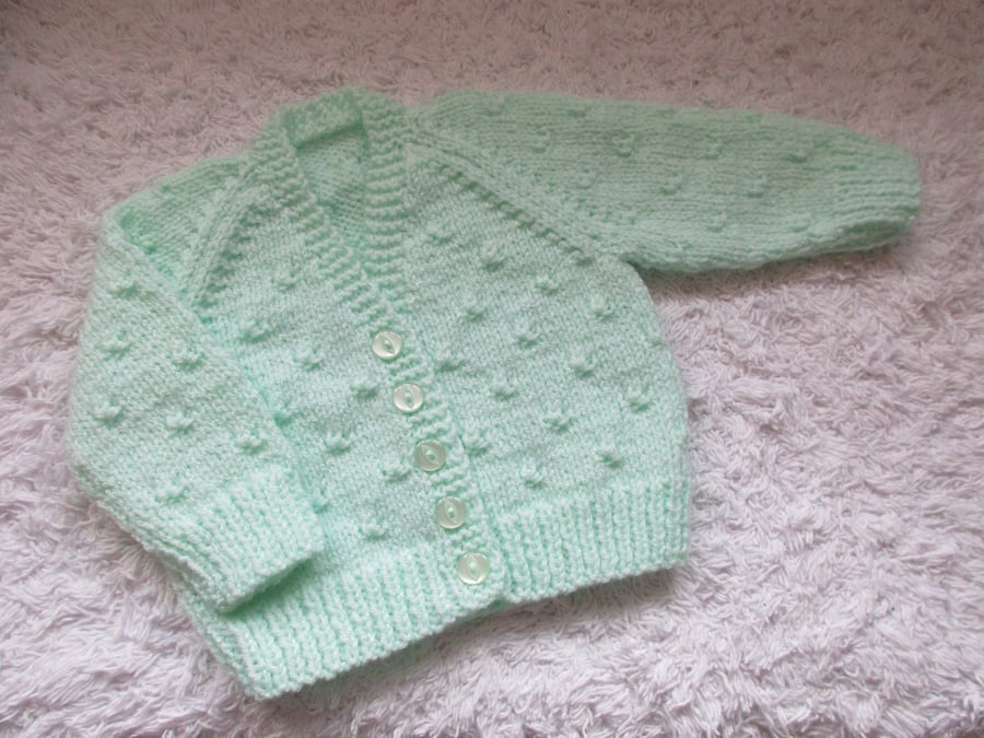 16" Mint Baby Girls Knots Patterned Cardigan
