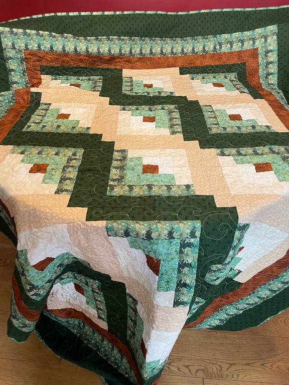 Forest Hearth - Handmade Log Cabin Patchwork Quilt
