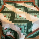 Forest Hearth - Handmade Log Cabin Patchwork Quilt