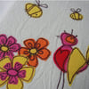 ***SALE*** embroidered bird, bees 'n flowers fabric notebook cover (size A6)